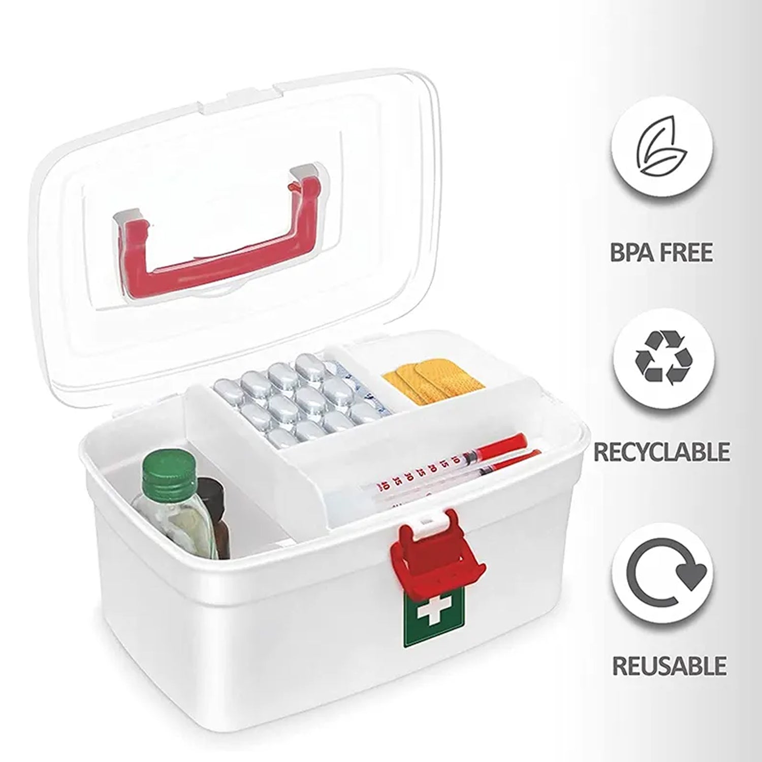 6412 Medical Box, 1 Piece,Indoor Outdoor Medical Utility,Medicine Storage Box,,Detachable Tray Medical Box Multi Purpose Regular Medicine, First Aid Box with Handle, DeoDap 6412 Medical Box, 1 Piece,Indoor Outdoor Medical Utility,Medicine Storage Box,,Detachable Tray Medical Box Multi Purpose Regular Medicine, First Aid Box with Handle, DeoDap